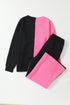 Multi-Color Contrast Color Block Textured Casual 2pcs Outfit
